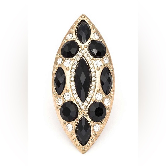 Elegant Black and Gold Statement Ring - Picture 1 of 3